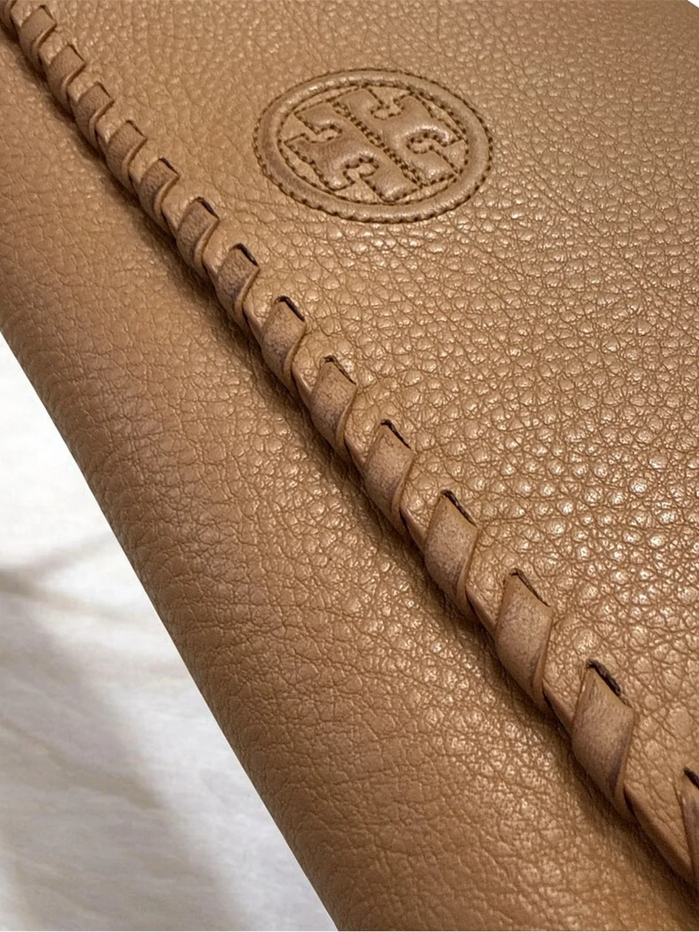 Tory Burch Tan Whipstitch Pebbled Leather Crossbody and Dust Bag - Picture 6 of 7
